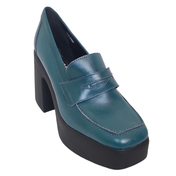 FREE PEOPLE Zoe Platform Loafer in Jade Leather - Picture 4 of 7